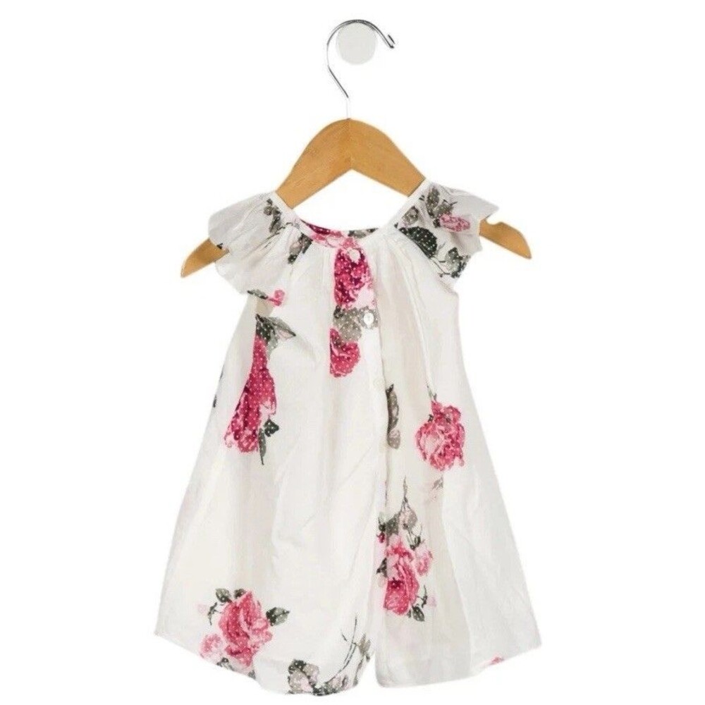 LoveShackFancy Infant Baby Girl Dress Floral And Polkadot Sz 12-18 Mo - Picture 2 of 7